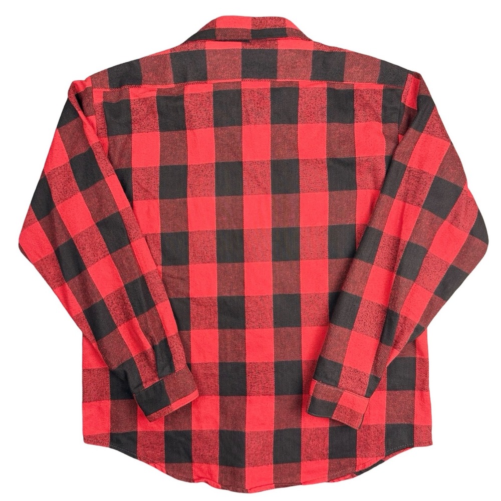Five Brother Buffalo Plaid Flannel Shirt Red Black Heavy Cotton USA XL Workwear - Picture 2 of 4